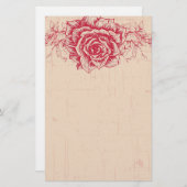 Roze  Rozen rand Briefpapier (Voorkant / Achterkant)