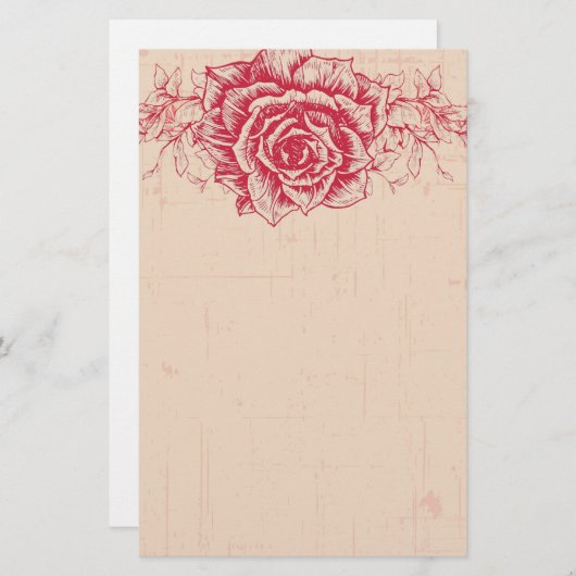 Roze  Rozen rand Briefpapier (Voorkant / Achterkant)