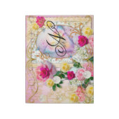Roze Rozen Regenboog Vlinder Goud Decor Monogram Notitieblok (Linkerzijde)