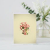  roze rozen. Retro Flowers Briefkaart (Staand voorkant)