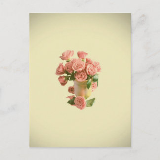  roze rozen. Retro Flowers Briefkaart