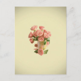  roze rozen. Retro Flowers Briefkaart