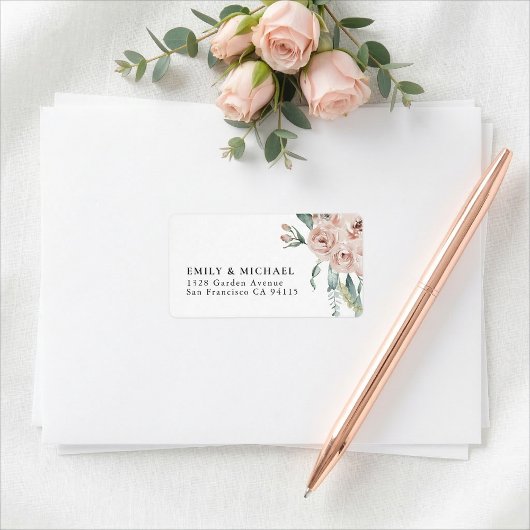Roze Rozen Romantisch Trouw Retouradres Etiket