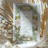 Roze Rozen Romantische Art Nouveau Bruiloft Folie Uitnodiging