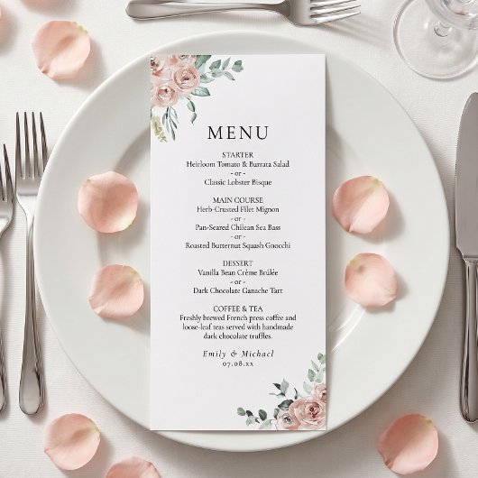 Roze Rozen Romantische Trouwfeest Lay-out Menu