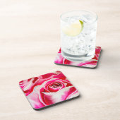 Roze rozen romantische watercolor kunst bier onderzetter (Rechterzijde)