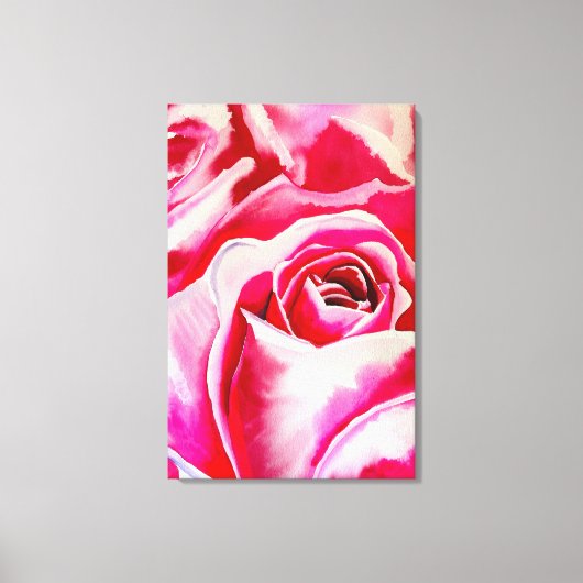 Roze rozen Romantische waterverf kunst Canvas Afdruk (Voorkant)