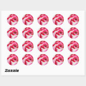 Roze rozen Romantische waterverf kunst Ronde Sticker (Vel)