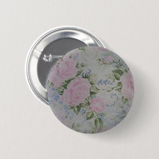 Roze Rozen Ronde Button 5,7 Cm (Voorkant /achterkant)