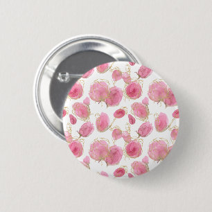 Roze rozen ronde button 5,7 cm
