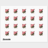 Roze rozen ronde sticker (Vel)