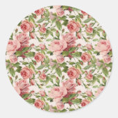   roze rozen ronde sticker (Voorkant)