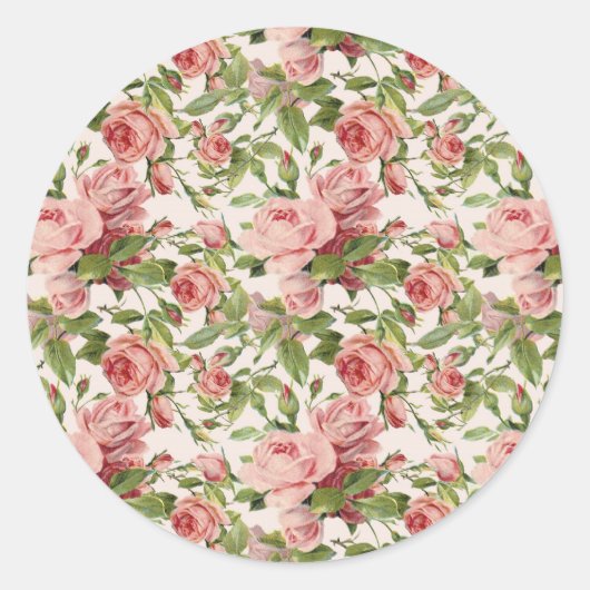   roze rozen ronde sticker (Voorkant)
