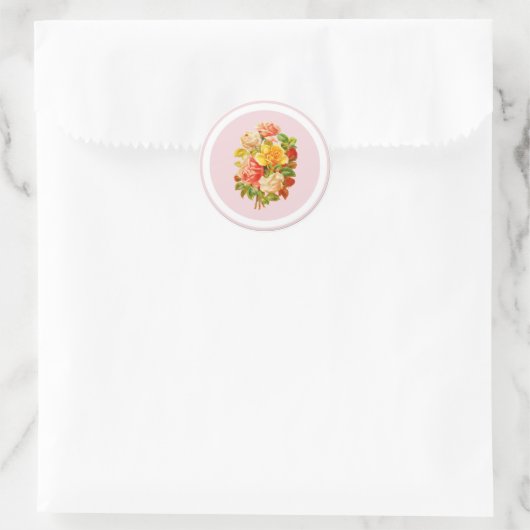 Roze  Rozen Ronde Sticker (Tas)