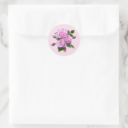 Roze rozen Ronde Stickers Envelopafdichtingen (Tas)