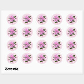 Roze rozen ronde stickers enveloppe zegels (Vel)