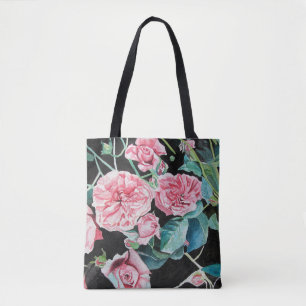 Roze rozen Roos bloemen waterverf Canvas tas