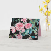 Roze rozen Roos bloemen waterverf Kaart (Gele Bloem)