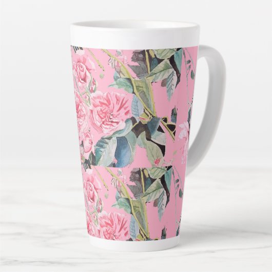 Roze Rozen Roos Waterverf Mum Mok (Rechterhoek)