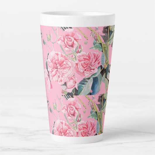 Roze Rozen Roos Waterverf Mum Mok (Voorkant)