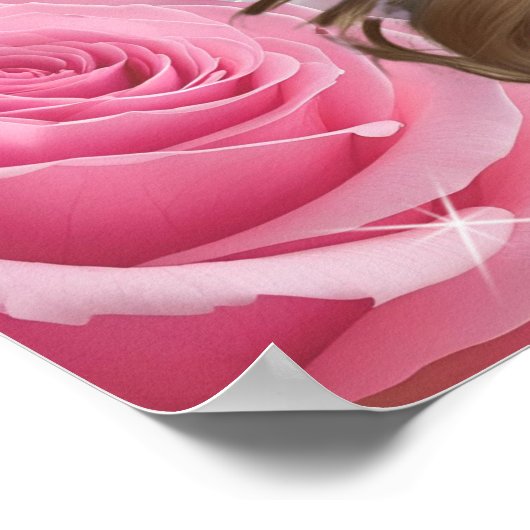 Roze rozen rouwkist inzetpaneel Roze lucht Poster (Hoek)