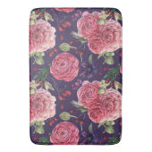 Roze rozen roze antic op Paars patroon Badmat (Voorkant Verticaal)