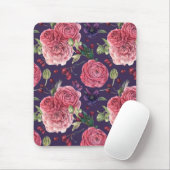 Roze rozen roze antic op Paars patroon Muismat (Met muis)