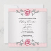 Roze Rozen Roze Baby Meisje Douche Kaart (Achterkant)