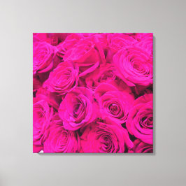 Roze rozen roze bloemen roze bloemig canvas afdruk