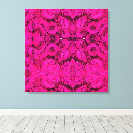 Roze rozen roze bloemen roze bloemig canvas afdruk (Insitu (Houten vloer))
