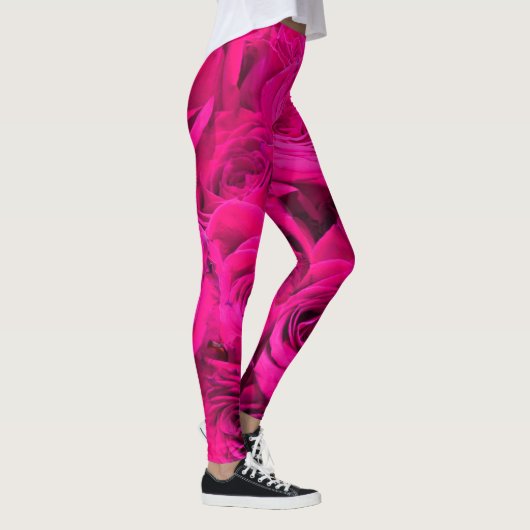 Roze rozen roze bloemen roze bloemig leggings (Rechts)