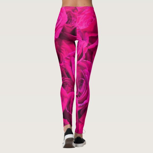 Roze rozen roze bloemen roze bloemig leggings (Achterkant)