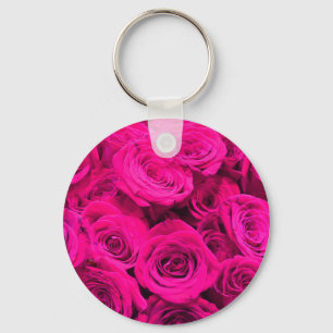 Roze rozen roze bloemen roze bloemig sleutelhanger
