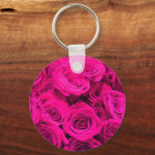 Roze rozen roze bloemen roze bloemig sleutelhanger (Voorkant)