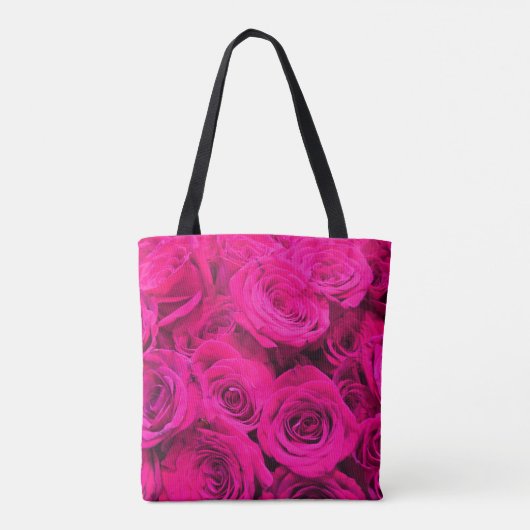 Roze rozen roze bloemen roze bloemig tote bag (Achterkant)