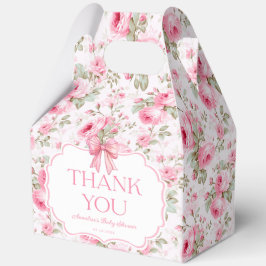 Roze Rozen Roze Bow Meisje Baby shower Dank u Bedankdoosjes