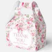 Roze rozen roze lint bruids douche bedankt bedankdoosjes (Voorkant)