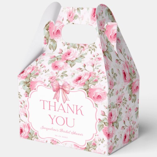 Roze rozen roze lint bruids douche bedankt bedankdoosjes (Achterkant)