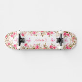  Roze Rozen & Roze Vlinders Persoonlijk Skateboard (Horizontaal)