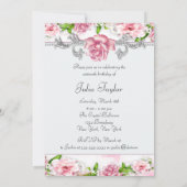 Roze Rozen  Roze Wit Sweet Sixteen Party Kaart (Achterkant)