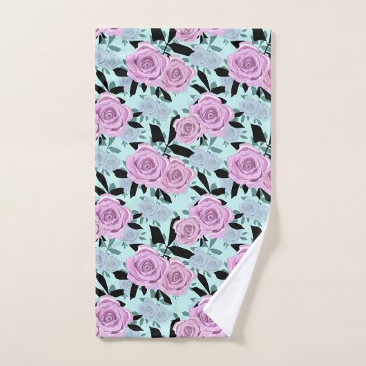 roze rozen, rozen, achtergrond turkooizen bad handdoek (Handdoek)