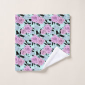 roze rozen, rozen, achtergrond turkooizen bad handdoek (Wasdoekje)