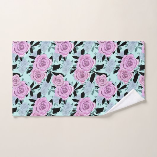 roze rozen, rozen, achtergrond turkooizen bad handdoek (Handdoek)