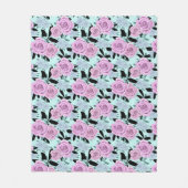 roze rozen, rozen, achtergrond turkooizen fleece deken (Voorkant)