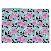 roze rozen, rozen, achtergrond turkooizen groot cadeauzakje (Achterkant)