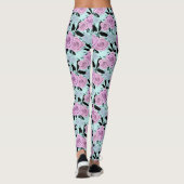 roze rozen, rozen, achtergrond turkooizen leggings (Achterkant)
