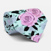 roze rozen, rozen, achtergrond turkooizen stropdas (Opgerold)