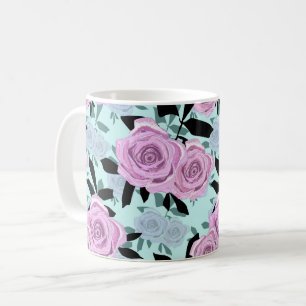 roze rozen, rozen , turquoise achtergrond koffiemok