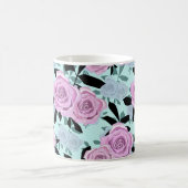 roze rozen, rozen , turquoise achtergrond koffiemok (Center)