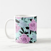 roze rozen, rozen , turquoise achtergrond koffiemok (Links)